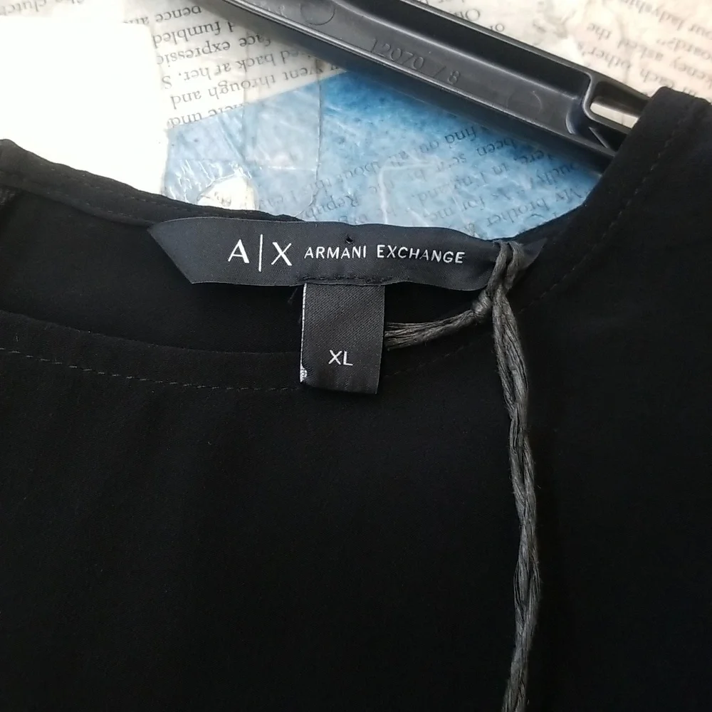 NWT A/X Armani Exchange Size XL Black Blouse - Picture 6 of 11